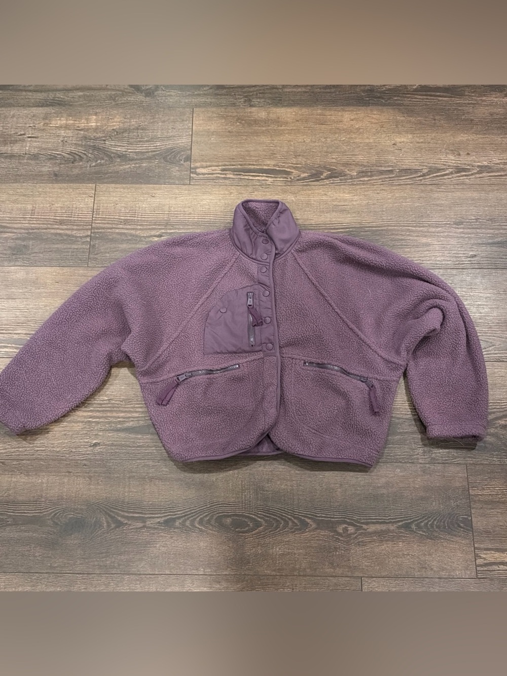 FP Movement Free People Hit The Slopes Fleece Jacket XSmall Purple Teddy Snap